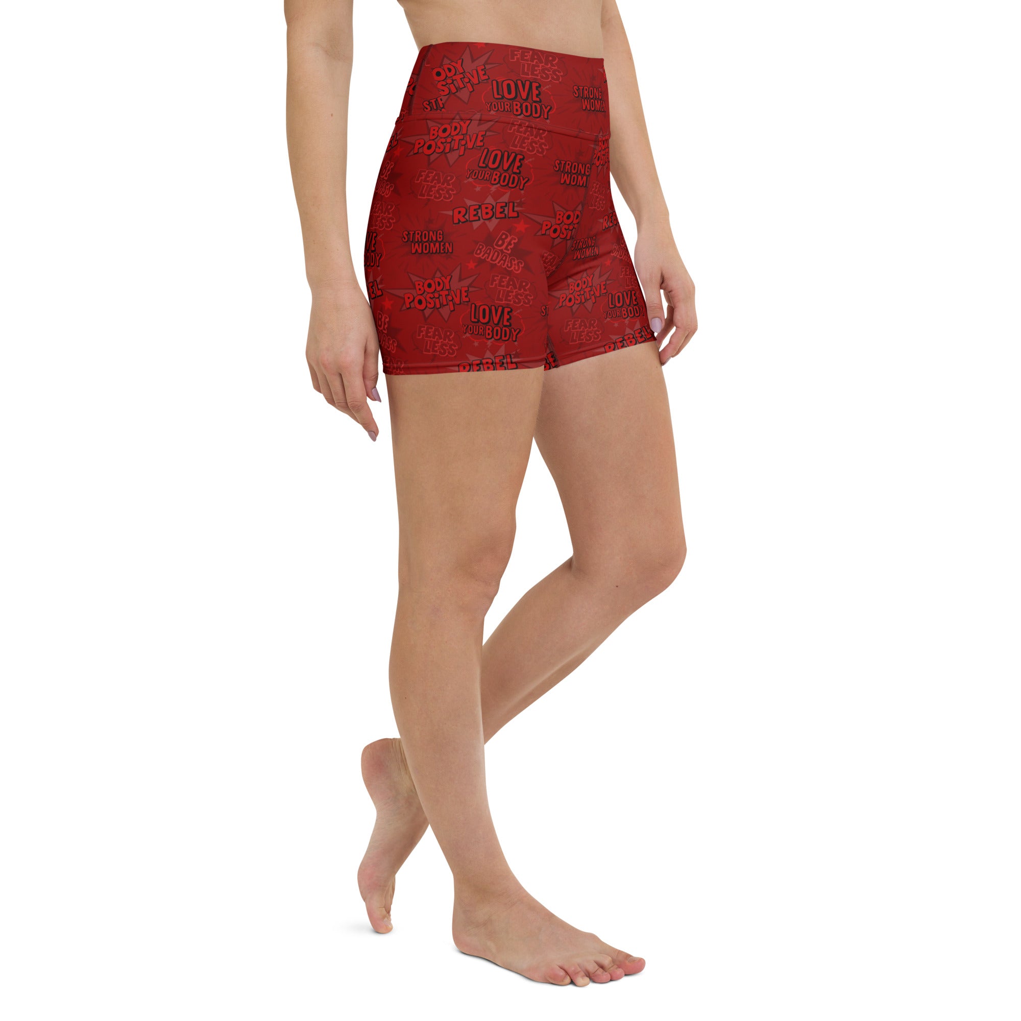 Body Positivity Yoga Shorts in Bold Red